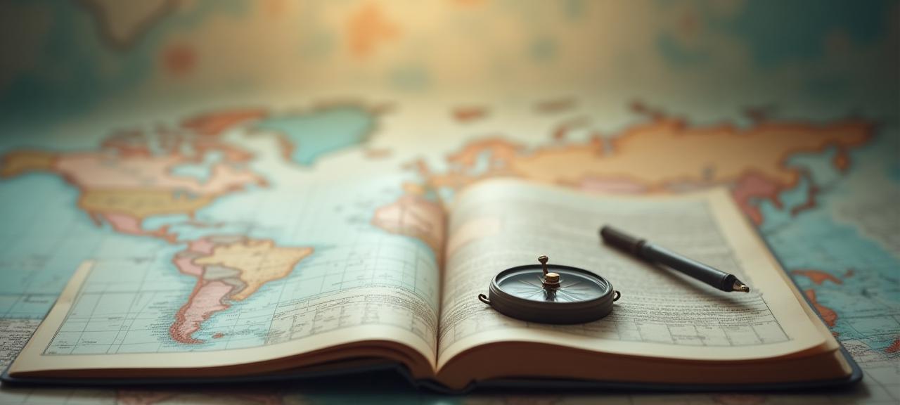 Subtle parallax background of journal and map