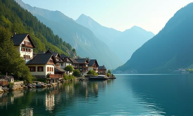 Idyllic lakeside village in the Salzkammergut region