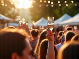 People enjoying wine tasting during a summer festival in Wachau Valley
