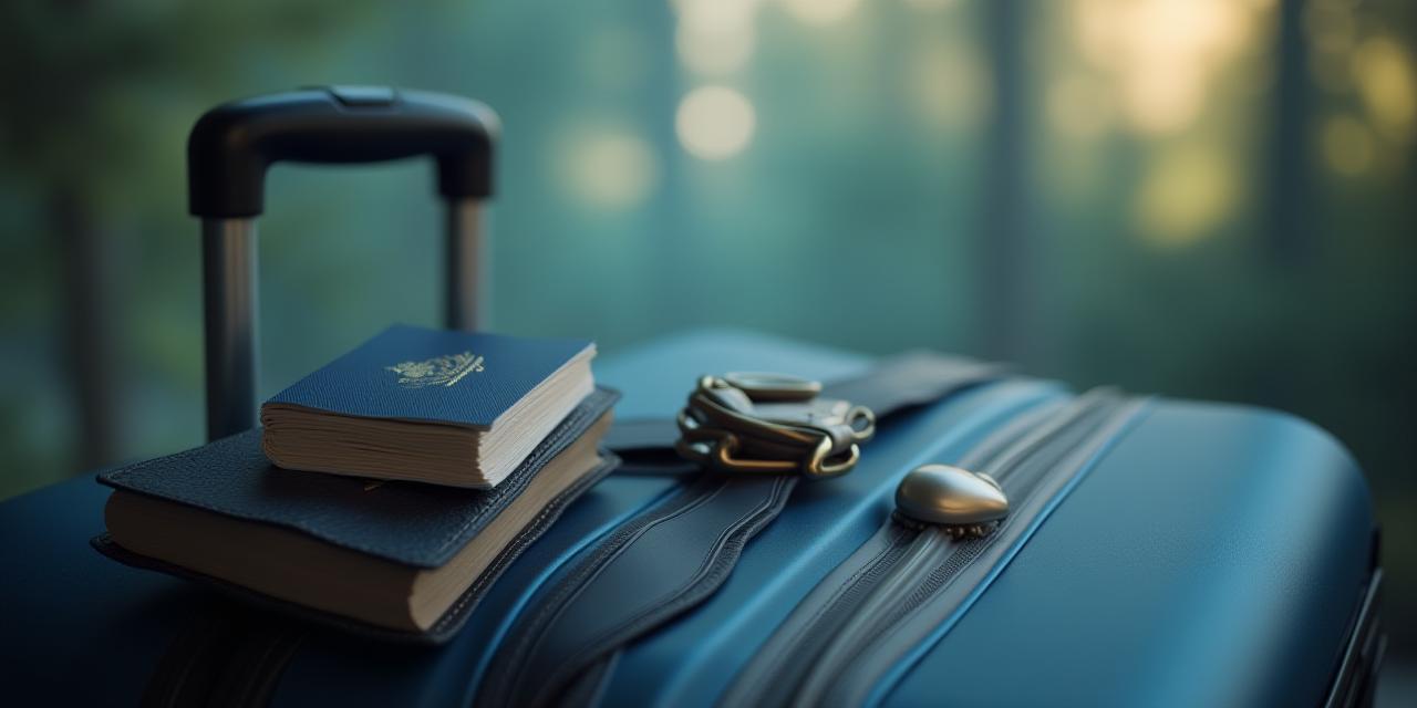 Packed suitcase with a passport on top symbolizing travel readiness