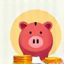 Icon representing budgeting with a piggy bank and coins