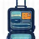 Icon showing a neatly packed suitcase with travel essentials