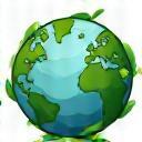 Icon featuring earth with leaves symbolizing sustainable travel